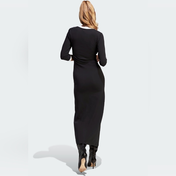 BNWT Adidas Adicolor Classics 3-Stripes Sporty Maxi Dress Black Sizes L, XL - Picture 2 of 6